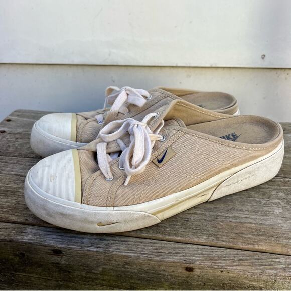 Vintage Y2K Nike Hermosa Tan Beige Canvas Platform Slides Mules Size 9.5 - Picture 5 of 8